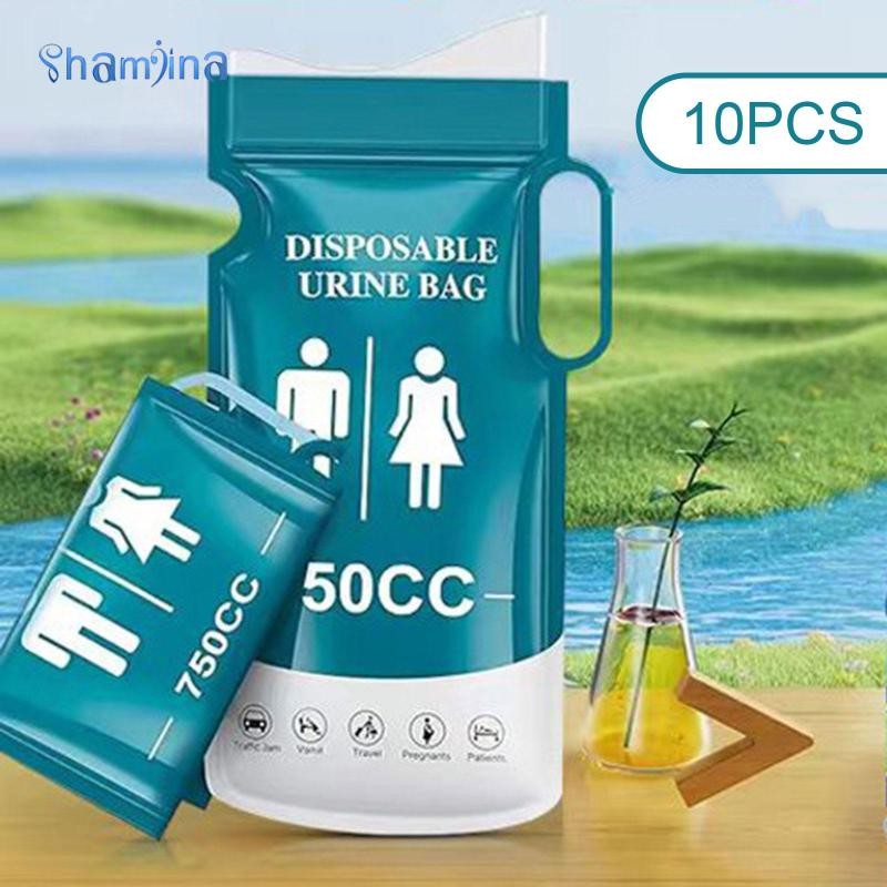 [Shamjina] ถุงปัสสาวะพกพา 10 ชิ้น ขนาด 750cc เหมาะสำหรับใช้ในรถและท่องเที่ยวกลางแจ้ง