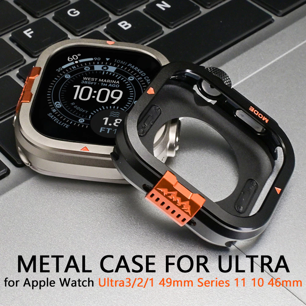 กรณีโลหะสําหรับ iWatch Ultra 3/2/1 49 มม.กรณีป้องกันกรอบอลูมิเนียมกันชนสําหรับ IWatch Series 11 10 46 มม.อุปกรณ์เสริมหรูหรา
