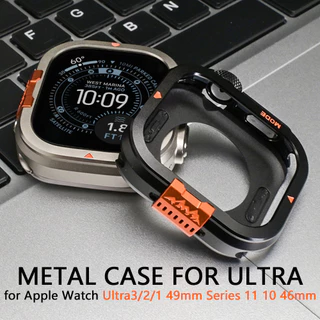 กรณีโลหะสําหรับ iWatch Ultra 3/2/1 49 มม.กรณีป้องกันกรอบอลูมิเนียมกันชนสําหรับ IWatch Series 11 10 46 มม.อุปกรณ์เสริมหรูหรา