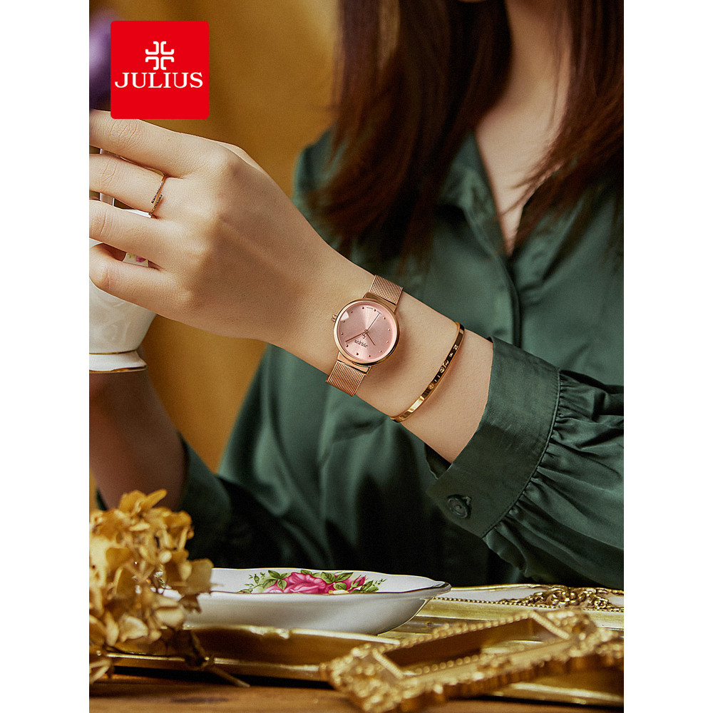 Julius นาฬิกาสำหรับผู้หญิงแบบเกาหลี JA-426 สไตล์เรียบง่าย ขนาดเล็ก สีขาว เข้าได้กับทุกสไตล์