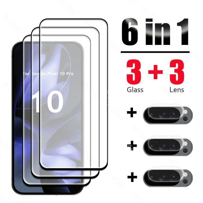 6 In 1 สําหรับ Google Pixel 10 9 Pro XL กระจกนิรภัย Pixel 10 Pro XL แก้วป้องกันหน้าจอกล้องฟิล์ม Pixe