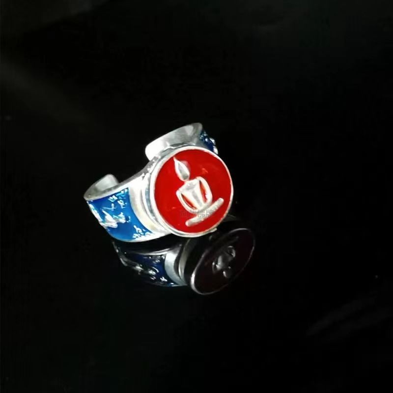 泰国佛牌万佛之王崇迪法戒开口戒指浅蓝色蓝精默个性指环Thailand Buddha Card King of Ten Thousand Buddhas Chong Di Fa Caution20250