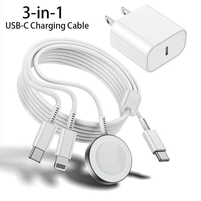 Nyzfexk การชาร์จ USB-C 3 in 1 + อะแดปเตอร์, [การรับรอง MFI] สายชาร์จเร็วนาฬิกาแม่เหล็ก, เข้ากันได้กั