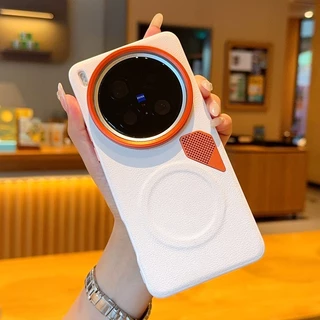 การกระจายความร้อนเคสโทรศัพท์แม่เหล็กสําหรับVIVO X300 Pro X200 X100 Ultra/Pro mini X100Sเลนส์โลหะธรรมดาหนังAnti drop Case Sensitiveปุ่มอิสระฝาครอบป้องกัน