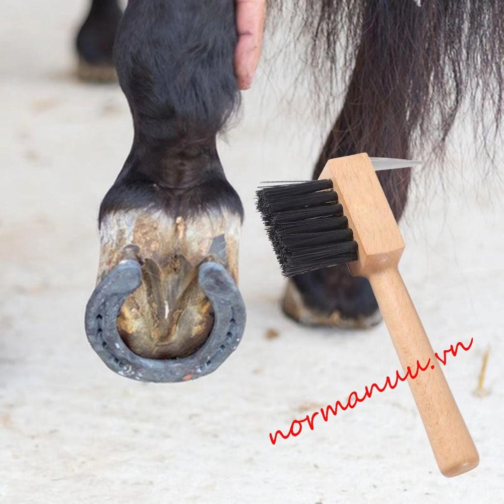 NORMAN6G Horses Hoof Pick, ไม้ Handle Grooming แปรง Hoof แปรงทําความสะอาด, อเนกประสงค์รองเท้า Foot T