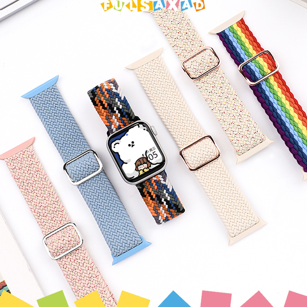 สายไนลอนถักยืดหยุ่นสำหรับ for Apple Watch Ultra / SE 3 2 Iwatch Series 11 10 9 8 7 6 5 4 49 45 46 44 42 41มม 40 38มม