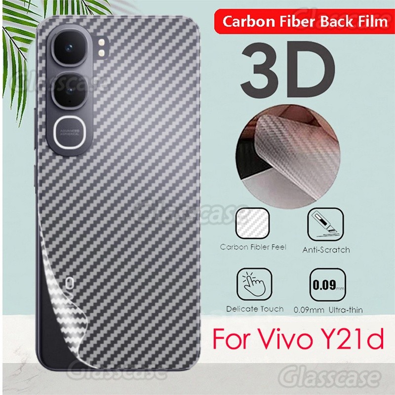 สําหรับ Vivo Y21d Y31 VivoY21d Y21d Y21 DY 21d VivoY31 Y 31 4G 5G 2025 Anti Slip 3D คาร์บอนไฟเบอร์ป้องกันด้านหลังป้องกันหน้าจอกลับฟิล์มไม่กระจกนิรภัย
