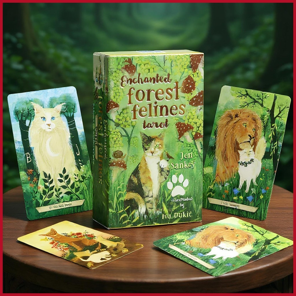 สําหรับ Enchanted Forest Felines Tarot Card Tarot Entertainment Oracle Cards 78 ชิ้นความบันเทิง Orac