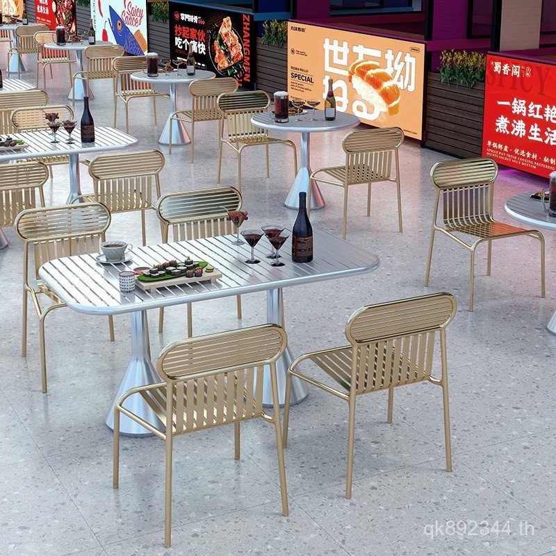 โต๊ะเก้าอี้ Influencer เก้าอี้สนาม Courtyard ผสมเหล็กกลางแจ้ง Villa โต๊ะกลมขนาดเล็กนมชา Shop Big Ter