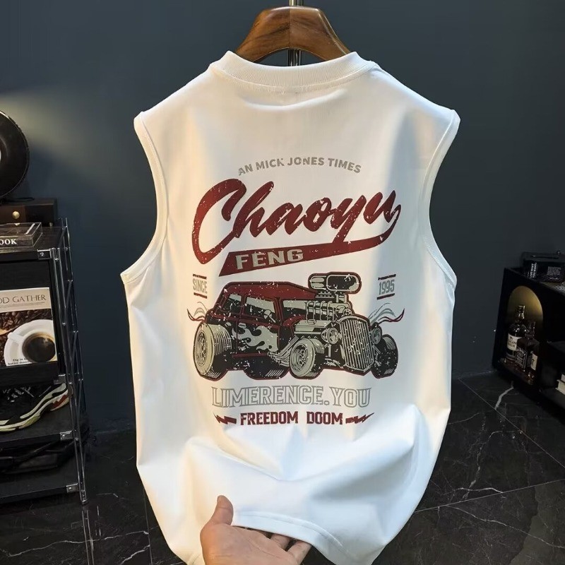 COD 2025 Heavyweight Vest Men Summer Trendy Personality Motorcycle Print Sleeveless T-Shirt Motorcyc