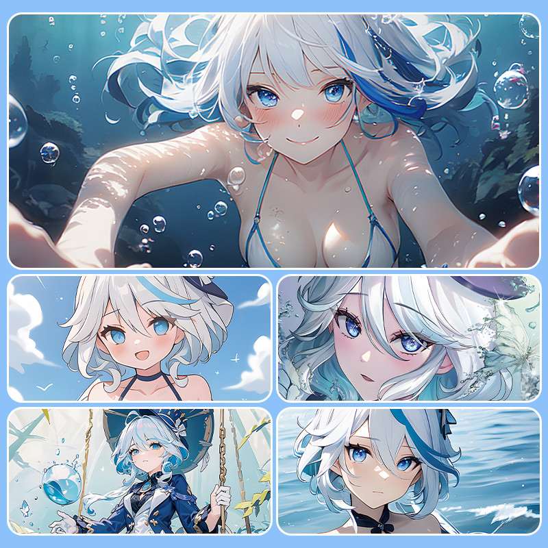 Yuanshen แผ่นรองเมาส์ Water God Furina ตาราง Pad ขนาดใหญ่ Furina Carlos Fengdan คีย์บอร์ด Pad Furina