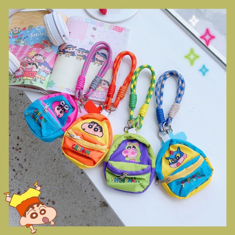 Crayon Shin Chan อะนิเมะตัวเลขการ์ตูนโทรศัพท์มือถือ Lanyard กระเป๋าสตางค์หูฟังกระเป๋าเก็บกระเป๋าแบบพกพาพวงกุญแจ 2025 Gife เด็ก