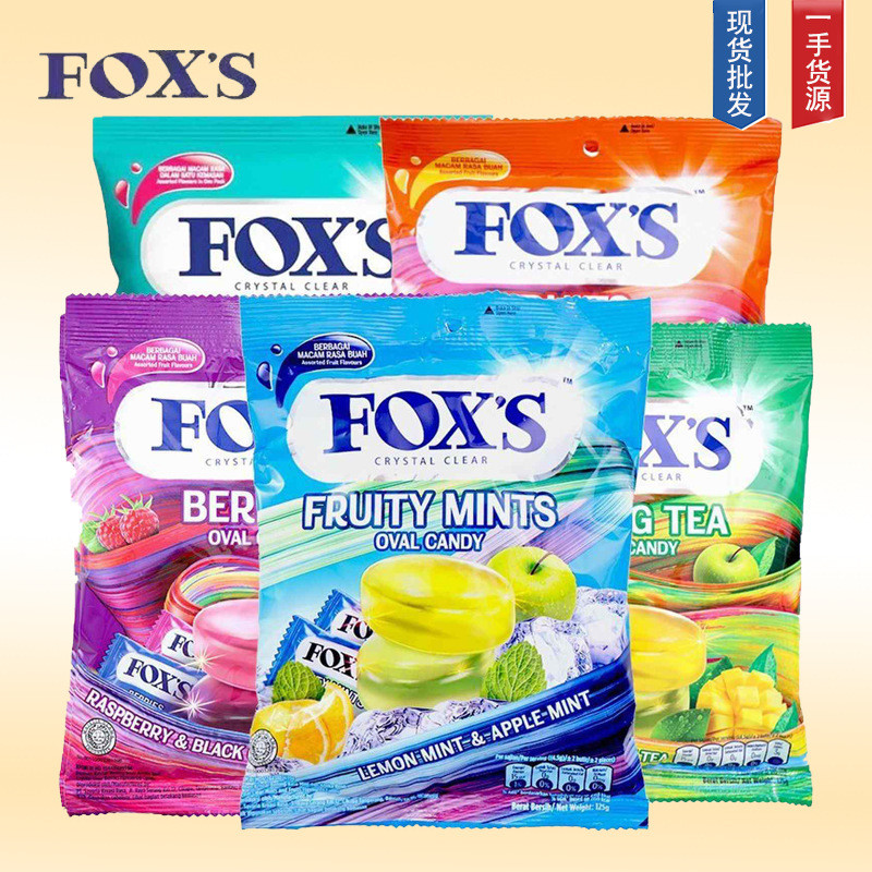 อินโดนีเซีย FOXS FOXS Crystal Candy Crystal Mint Candy Candy Bag 0g Assorted Fruit Hard Candy Snacks