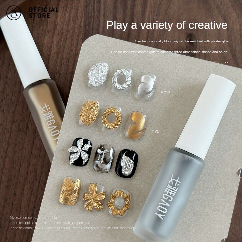 Gaoy น้ำยาสีโลหะ ย้อมเร็ว Gradient สีน้ํามุกสีเงิน Dye Liquid Nail Art พิเศษ