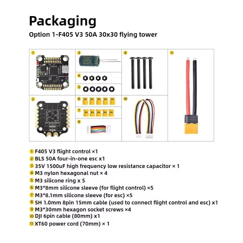 SpeedyB F405 V3 BLS 50A BMI270 30x30 FC/ESC Stack 4IN1 ESC Drone ของเล่นอุปกรณ์เสริม