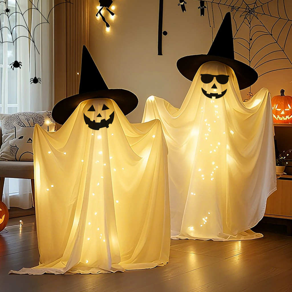 ตกแต่งฮาโลวีนกลางแจ้งส่องสว่างผีเครื่องประดับโคมไฟฟักทองแสยะตลกสยองขวัญคอลัมน์ฉากเค้าโครงอุปกรณ์ประก