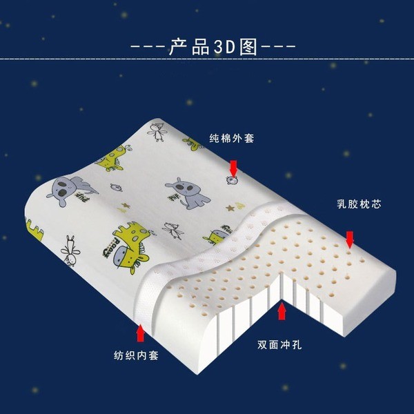 lunio หมอนยางพาราแท้ ลดการนอนกรน หมอนยางพาราหมอนโค้งเด็กหมอนยางพาราสำหรับนักเรียนประถม