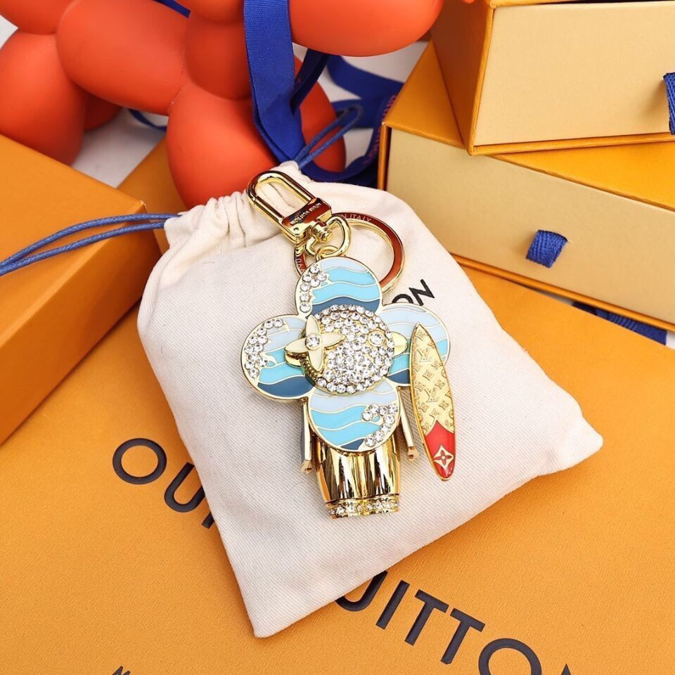 L*V Metal Keychain with Drill Doll Keychain Car Keychain