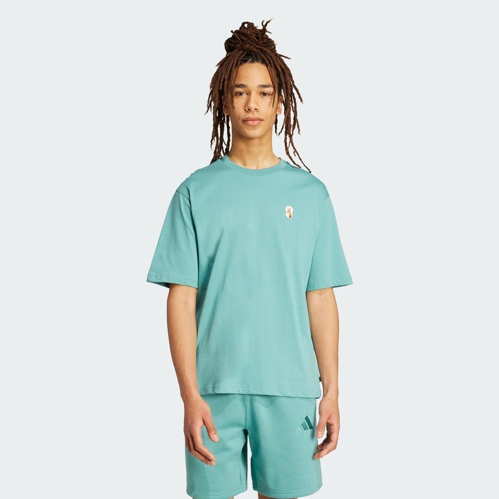 adidas Lifestyle Dog Sock Patch Graphic Tee Men Turquoise JL9242
