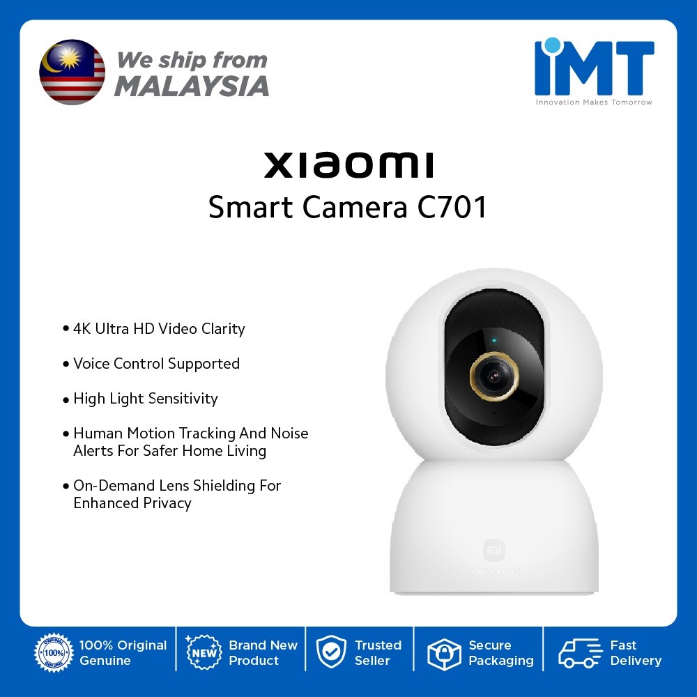 กล้องอัจฉริยะ Xiaomi C701 MJSXJ27 ซม. ความชัดวิดีโอ Ultra HD 4K AI การตรวจสอบสัตว์เลี้ยงและทารก