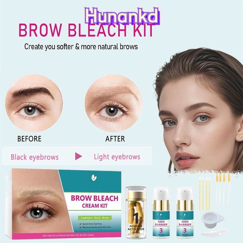 HUNAN Brow Bleach Kit, Eyebrow Bleach Quick Brow Lightening Kit, Hot No Drip ใช้งานง่าย 5 แอพพลิเคชั