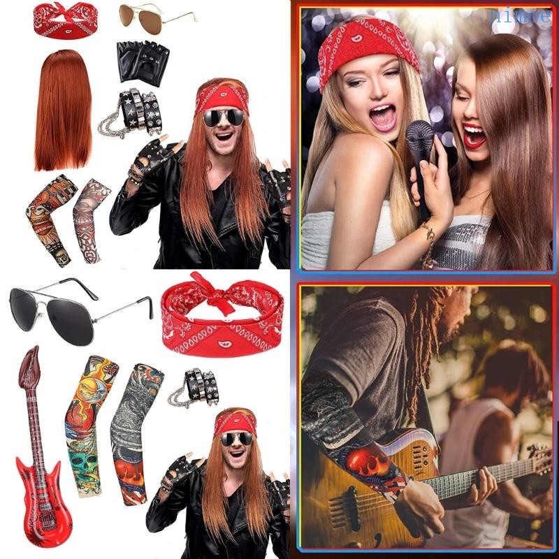 Punk Gothic Rocker Costume Set,Rock Heavy Metal Accessories Sunglasses