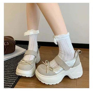 One for all พร้อมส่งจากไทย TX735 รองเท้าหนังแมรี่เจน สไตล์ฝรั่งเศส หนา7cm ดีไซน์ย้อนยุค สำหรับผู้หญิง