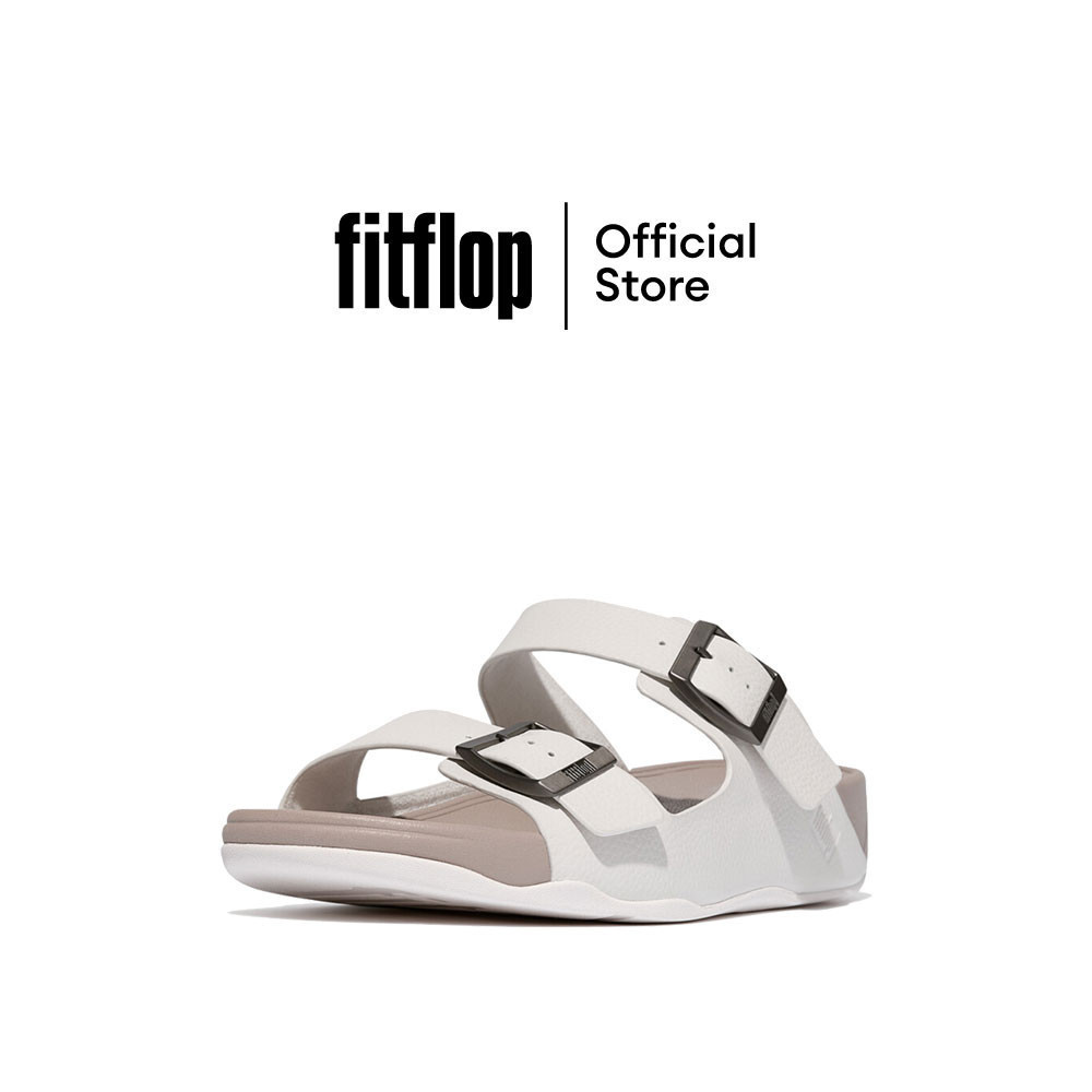 FITFLOP GOGH MOC BUCKLE TUMBLED SLIDES รองเท้าแตะผู้ชาย รุ่น JA2-194 สี WHITE