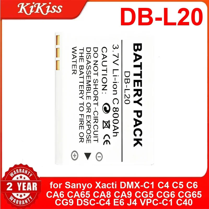 DB-L20 แบตเตอรี่สําหรับ Sanyo Xacti DMX-C1 C4 C5 C6 CA6 CA65 CA8 CA9 CG5 CG6 CG65 CG9 DSC-C4 E6 J4 V