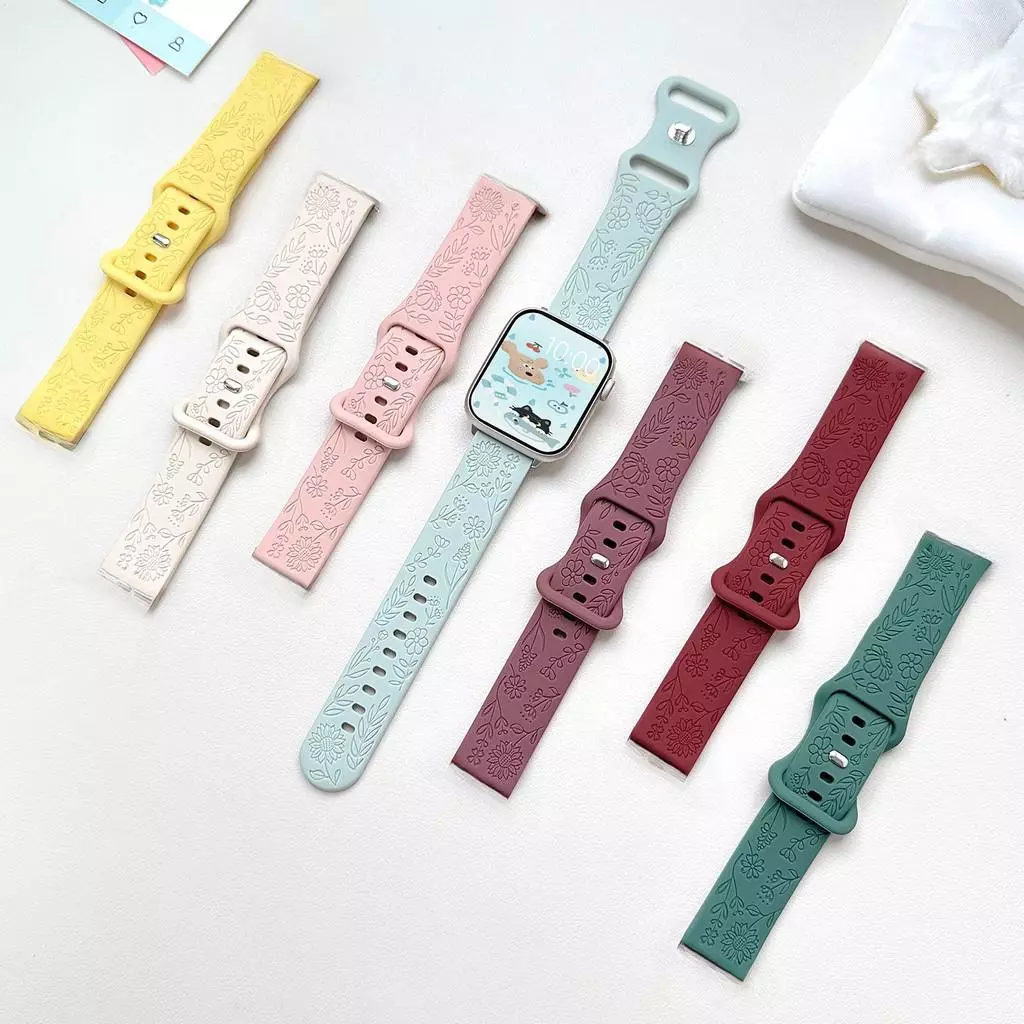 สายซิลิโคนลายดอกทานตะวันสําหรับ GOOJODOQ Smartwatch รุ่น FB058 FB05 FB060 FB045 FB047 สายรัดทดแทน