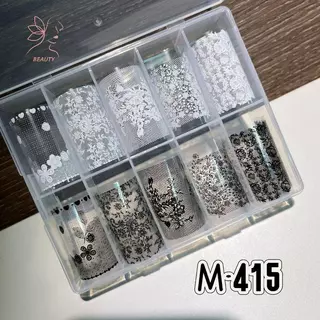 [maybeauty] 10 ม้วนเซ็กซี่ลูกไม้ดอกไม้เล็บฟอยล์สําหรับ Transfer กระดาษ Sliders ดอกไม้ Stiers ตกแต่งเล็บเล็บ Decals {TH}