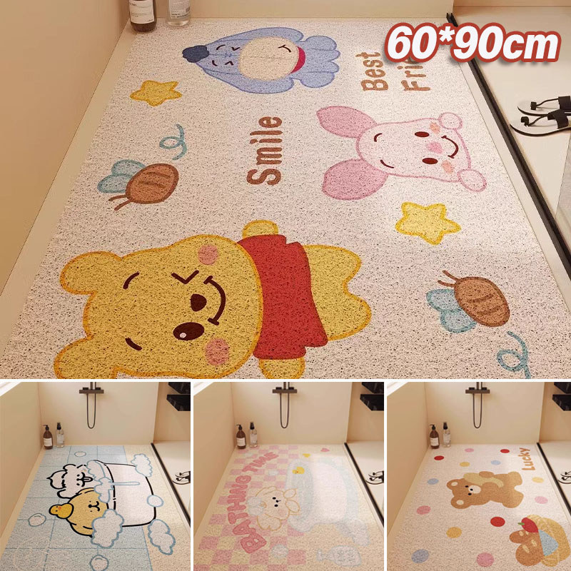 COD พรมประตู แผ่นพรมพื้น แผ่นรองกันลื่นในห้องน้ำ 40*60/60*90cm PVC ลายการ์ตูน ดูดซับน้ำไว กันลื่นสุด