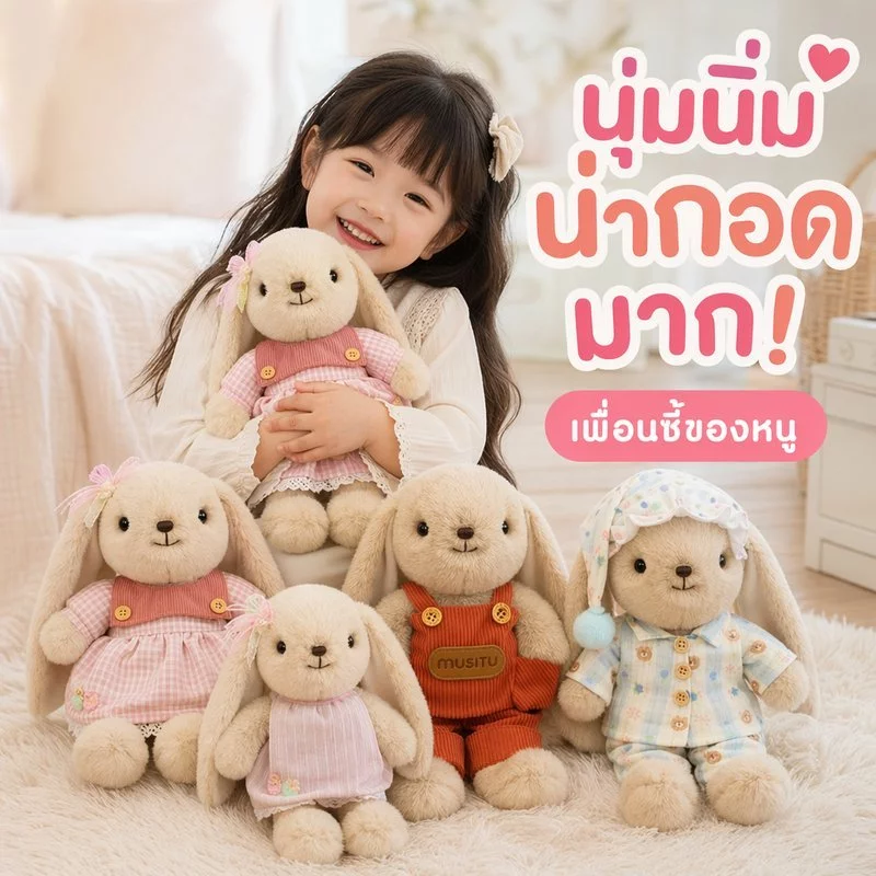 ตุ๊กตากระต่าย ตุ๊กตานุ่ม ของเล่นผ้ากอดนอน ตุ๊กตาหอม ของขวัญเด็กผู้หญิง แต่งห้อง น่ารัก