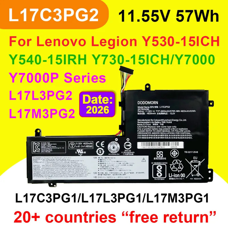 สําหรับ Lenovo Legion Y530-15ICH Y540-15IRH Y540-17IRH Y730 Y740,Y7000 Y7000P 2019 L17C3PG2 L17M3PG2