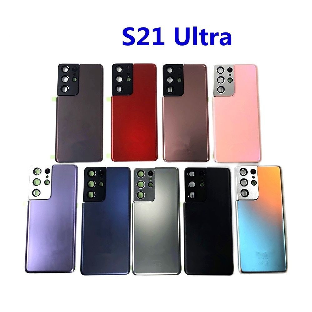 สําหรับ Samsung Galaxy S21 Ultra 5G G998F G998B G998F/Ds G988 ฝาหลังแบตเตอรี่พร้อมกระจกกล้องกรอบเลนส