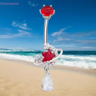 Cheesenm คริสตัลเงา Dangle Belly ปุ่มแหวนสแตนเลส Zircon Universe รูปแบบเครื่องประดับสําหรับ Beach Party สวมใส่ทุกวัน TH
