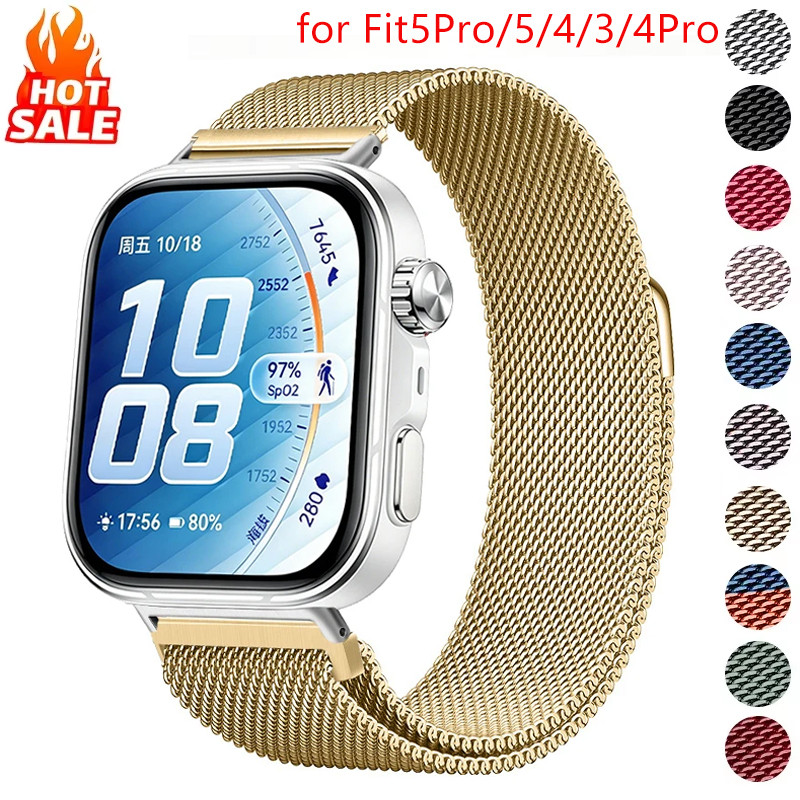 Magnetic Loop สายโลหะสําหรับ Huawei Watch Fit 5 Pro/Fit5/Fit 4 Pro/Fit 4/Fit 3 สายสแตนเลสสําหรับ Huawei Watch Fit 5 Fit4 Fit3