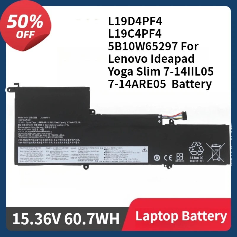 L19M4PF4 แบตเตอรี่แล็ปท็อป L19D4PF4 L19C4PF4 5B10W65297 สําหรับ Lenovo Ideapad โยคะ Slim 7-14IIL05 7