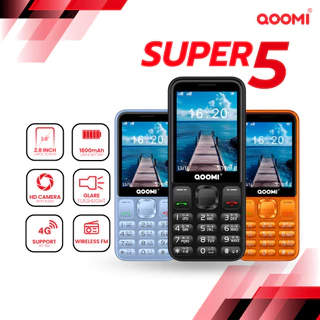 Qoomi มือถือปุ่มกด SUPER 5 จอ2.8นิ้ว แบตเตอรี่1800mAh รองรับ2ซิม4G พอร์ตTypeC และฟังก์ชันWireless FM