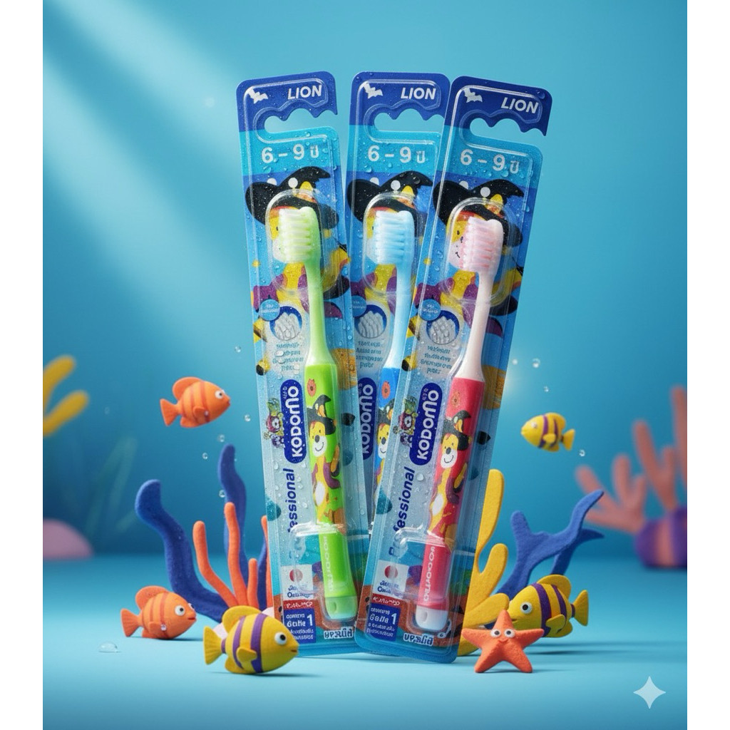 (แปรงสีฟันเด็ก) .(Set 6ด้าม) KODOMO Professional แปรงสีฟันเด็กโคโดโม โปรเฟสชั่นแนล 3-12 ปี ^_*