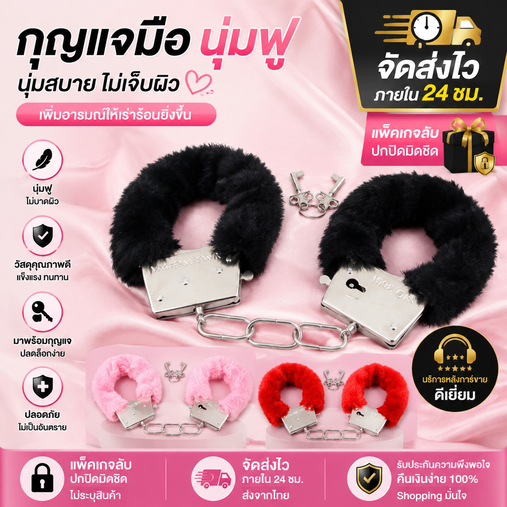 พร้อมส่งค่ะ 2026 กุญแจมือ โลหะ อุปกรณ์ประกอบการพันธนาการ กุญแจมือแบบหนา การมีปฏิสัมพันธ์ของคู่รัก การสวมบทบาท