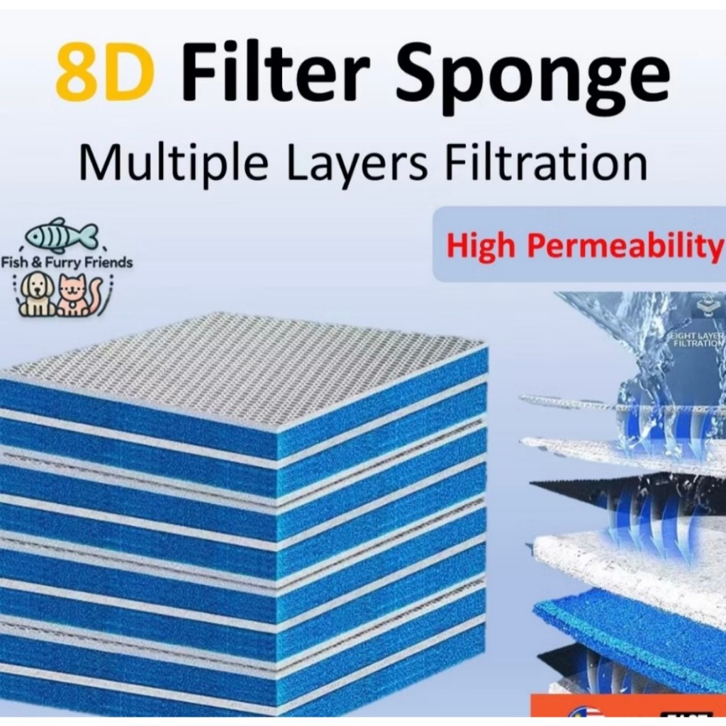 ราคาถูก 8D No-Glue Nano Aquarium Filter Sponge Cotton, Fish Tank Filter Pad สําหรับตะกอนและความบริสุ