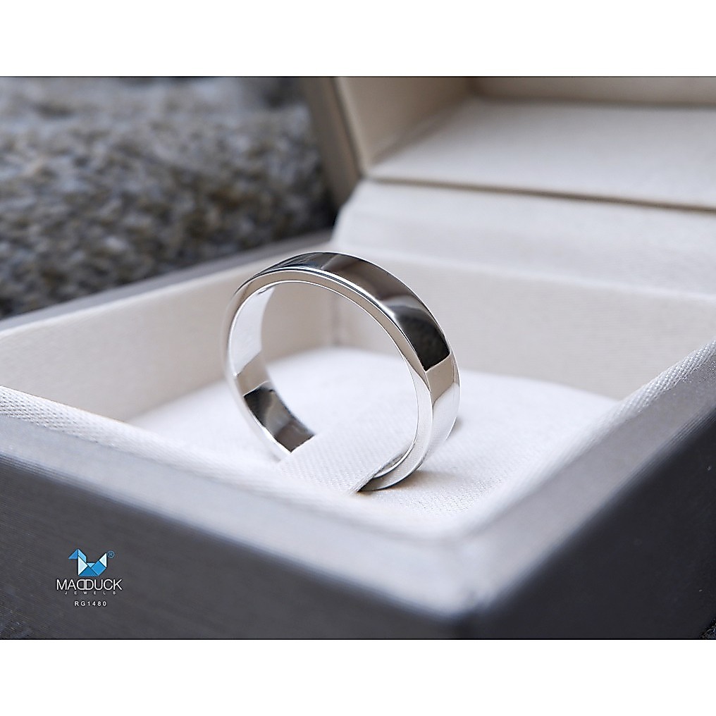 Madduckjewels แหวนเงินแท้ ชุบโรเดียม RG1630WGR แหวนกว้าง 4mm