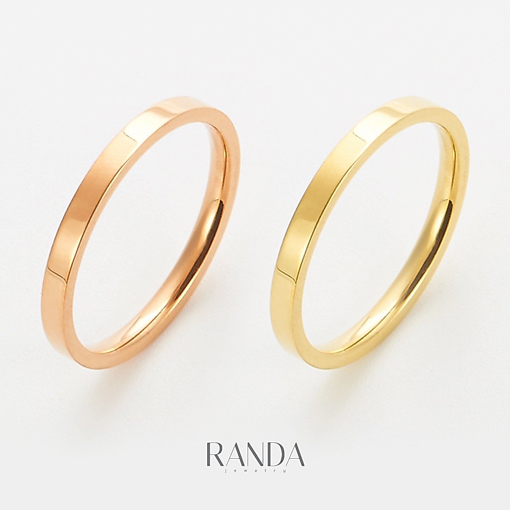 Randa แหวนนิ้วชี้เหลี่ยม ช่วยเรื่องการงาน 1 mm 2 mm 3 mm แหวนคู่ สแตนเลส ไม่บิด ไม่เบี้ยว แข็งแรง ทนทาน ไม่ลอก ของขวัญ