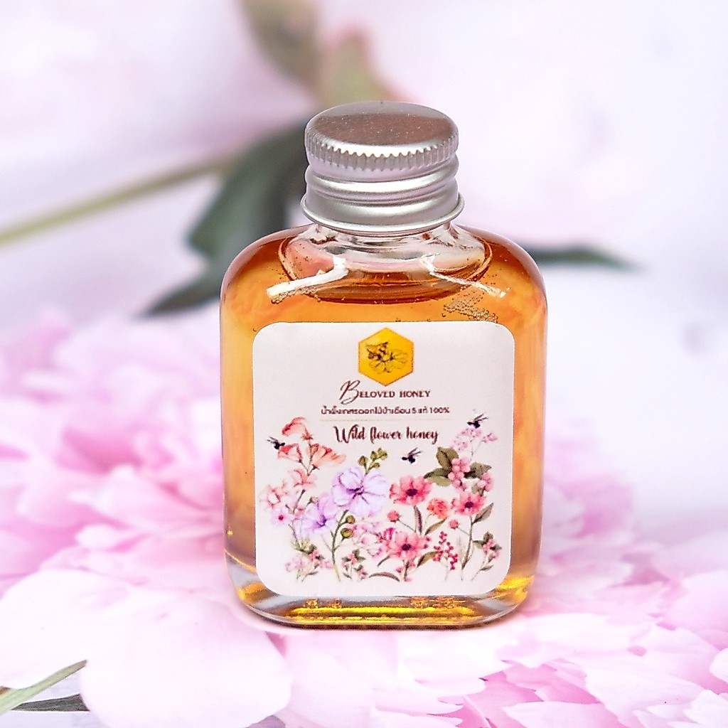 ของขวัญ ของฝาก ของชำร่วย น้ำผึ้งขวดแบนออยล์ใส ขนาด 30 ml น้ำผึ้งแท้ 100%
