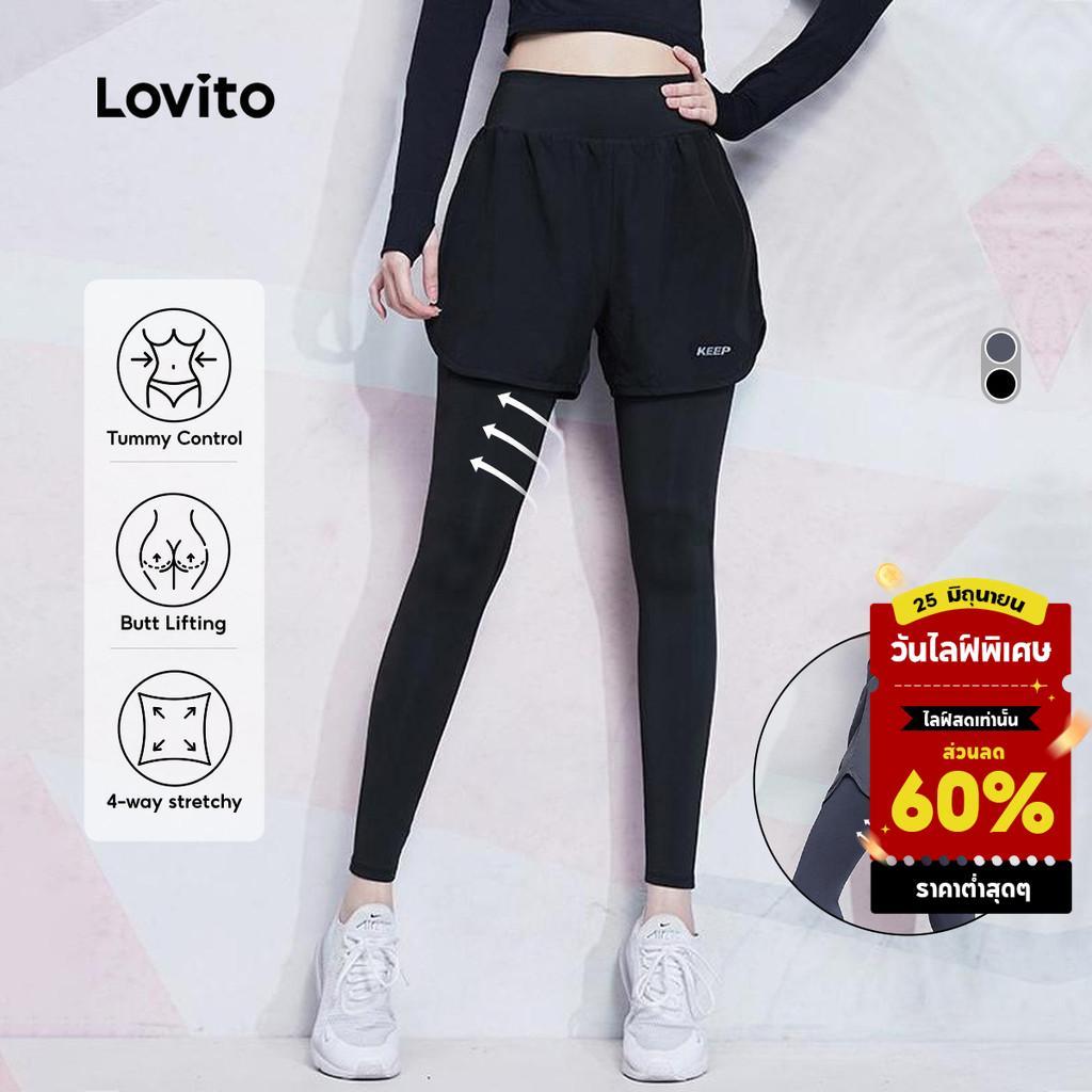 Lovito ลำลอง เล็กกิ้งสปอร์ต 2-In-1 เส้นโครงสร้าง ยกก้น แช่แห้งเร็ว อบแห้ง อบรมการออกกำลังกาย LNL59032