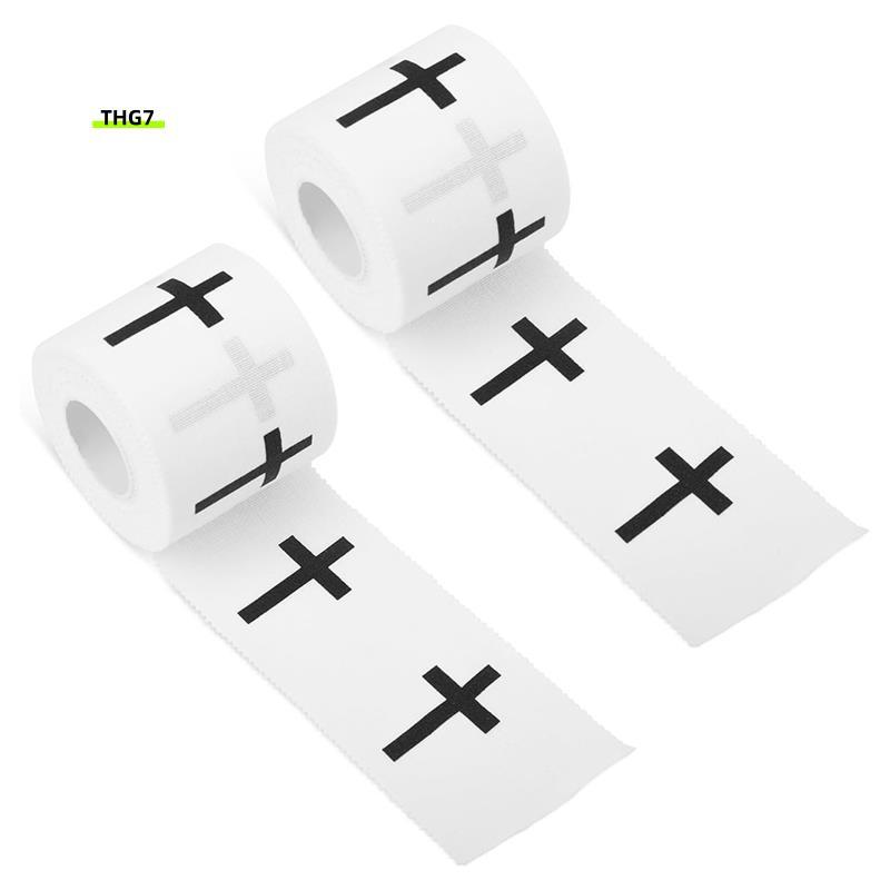 Belinda7Christian Athletic Tape, 23ft Scuted Edges Skin-Friendly Cotton Sport Wrist 2 ม้วน