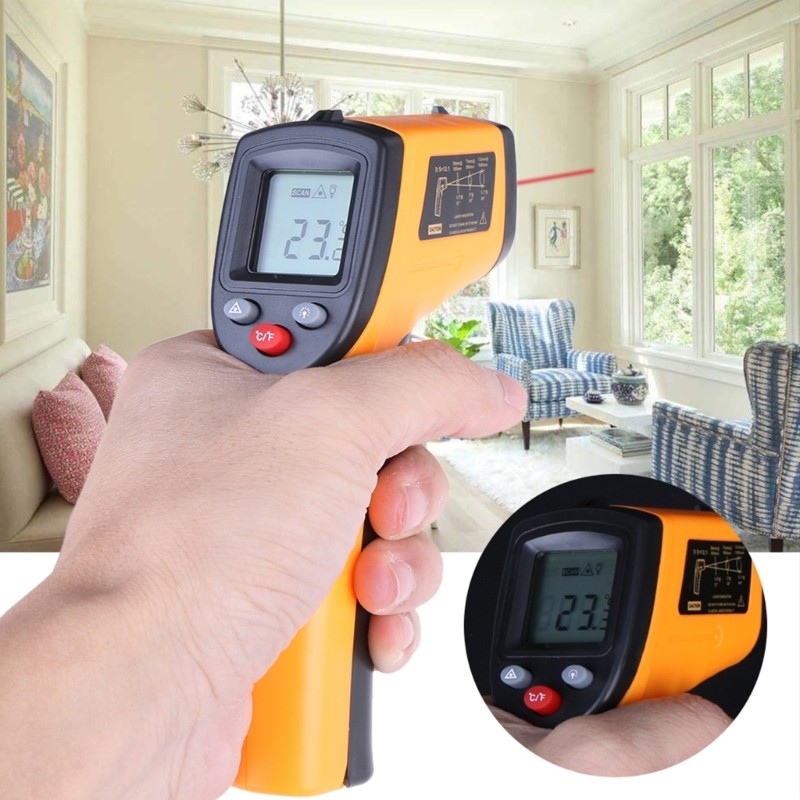 GM320 ดิจิตอล เครื่องวัดอุณหภูมิเลเซอร์ปืนอุตสาหกรรมอินฟราเรด Pyrometer เครื่องวัดอุณหภูมิอินฟราเรดแบบไม่สัมผัส ﻿