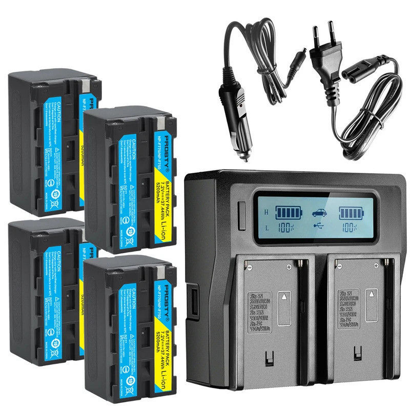 5200mAh NP-F770 NP-F750 NP F770 NP F750 750 แบตเตอรี่ + Ultra Faster LCD DUAL Charger ชุดสําหรับ Son