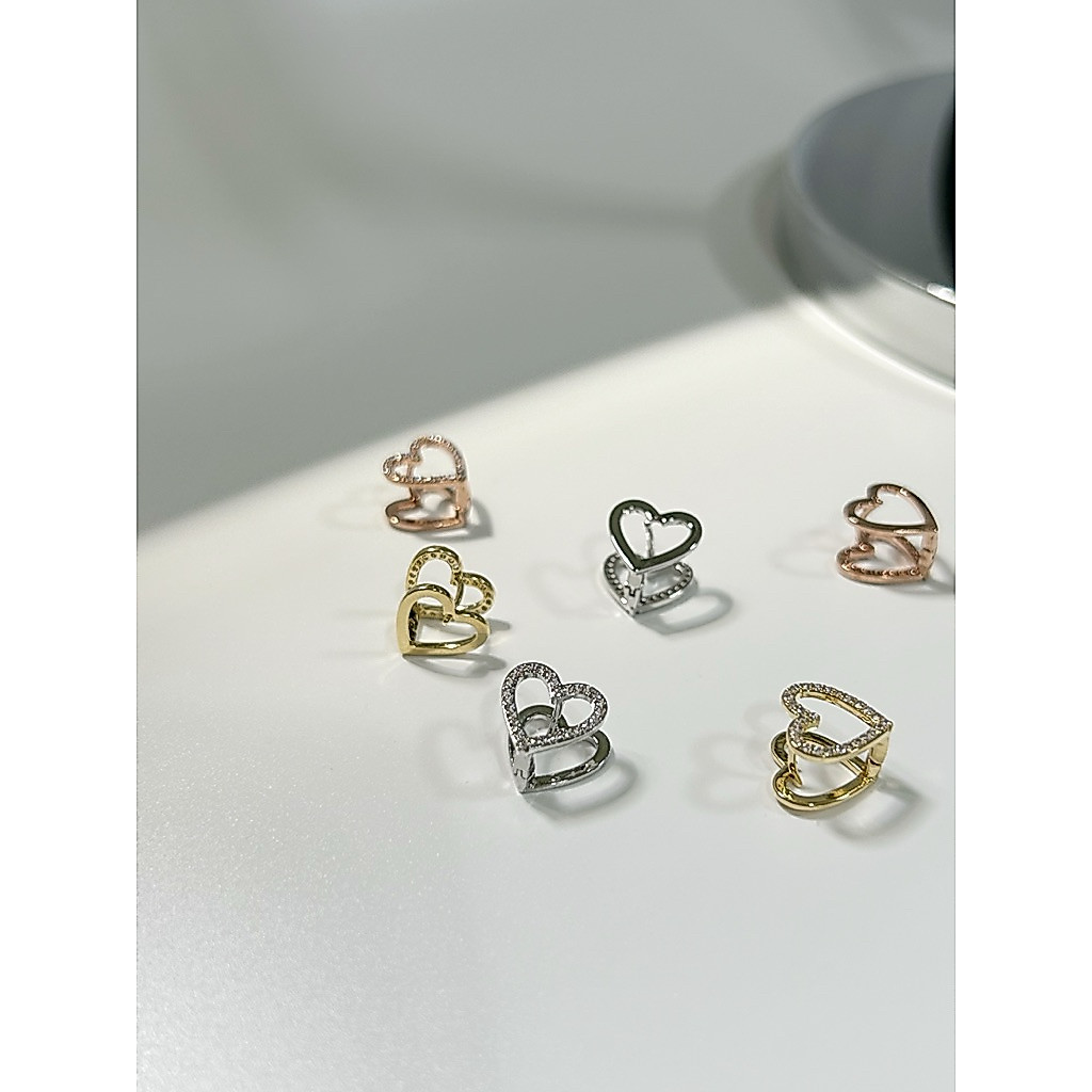Claire&kos - DOUBLE HEART EARRING ต่างหูห่วง ขนาด 1 cm.